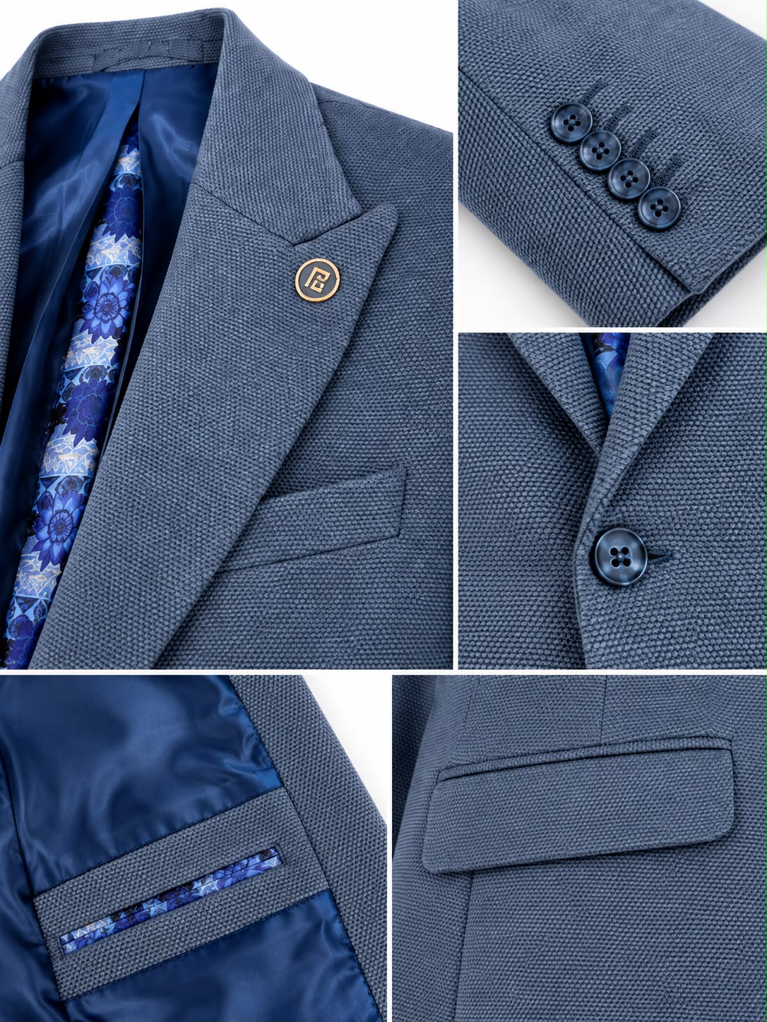 Sacou din Material cu Textură Punctată, cu Căptușeală cu Model – PG0264