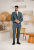 Costum Barbatesc, 3 piese, Sacou, Vesta si Pantalon, Textura Punctata, Verde Olive PG0015