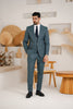 Costum Barbatesc, 3 piese, Sacou, Vesta si Pantalon, Textura Punctata, Verde Olive PG0015