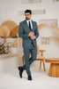 Costum Barbatesc, 3 piese, Sacou, Vesta si Pantalon, Textura Punctata, Verde Olive PG0015