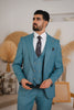 Costum Barbatesc, 3 piese, Sacou, Vesta si Pantalon, Textura Punctata, Albastru Safir PG0017