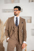 Costum Barbatesc, 3 piese, Sacou, Vesta si Pantalon, material elastic, Caramel PG0040