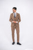 Costum Barbatesc, 3 piese, Sacou, Vesta si Pantalon, material elastic, Caramel PG0040