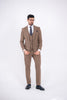 Costum Barbatesc, 3 piese, Sacou, Vesta si Pantalon, material elastic, Caramel PG0040