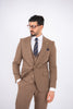 Costum Barbatesc, 3 piese, Sacou, Vesta si Pantalon, material elastic, Caramel PG0040