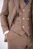 Costum Barbatesc, 3 piese, Sacou, Vesta si Pantalon, material elastic, Caramel PG0040