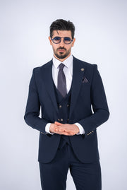 Costum Barbatesc, 3 piese, Sacou, Vesta si Pantalon, Textura Punctata, Bleomaren PG0044