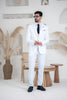 Costum Barbatesc, 3 piese, Sacou, Vesta si Pantalon, Material Textura Patratel, White PG0050