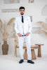 Costum Barbatesc, 3 piese, Sacou, Vesta si Pantalon, Material Textura Patratel, White PG0050