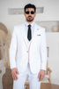 Costum Barbatesc, 3 piese, Sacou, Vesta si Pantalon, Material Textura Patratel, White PG0050