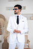 Costum Barbatesc, 3 piese, Sacou, Vesta si Pantalon, Material Textura Patratel, White PG0050