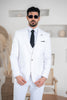 Costum Barbatesc, 3 piese, Sacou, Vesta si Pantalon, Material Textura Patratel, White PG0050