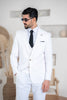 Costum Barbatesc, 3 piese, Sacou, Vesta si Pantalon, Material Textura Patratel, White PG0050