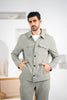 Costum Barbatesc, 2 piese, Sacou si Pantaloni, Material Grofat Lycra, Nasturi din Plastic, Gri Mint PG0129