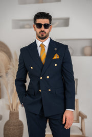 Costum Barbatesc, 2 piese, Sacou si pantalon, Material Fin, Nasturi Aurii, Bleomaren PG0061
