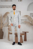 Costum Barbatesc, 2 piese, Sacou si pantalon, Material Fin, Nasturi Aurii, Gri Deschis PG0063