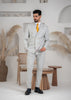 Costum Barbatesc, 2 piese, Sacou si pantalon, Material Fin, Nasturi Aurii, Gri Deschis PG0063