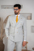 Costum Barbatesc, 2 piese, Sacou si pantalon, Material Fin, Nasturi Aurii, Gri Deschis PG0063