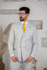 Costum Barbatesc, 2 piese, Sacou si pantalon, Material Fin, Nasturi Aurii, Gri Deschis PG0063