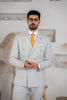 Costum Barbatesc, 2 piese, Sacou si pantalon, Material Fin, Nasturi Aurii, Gri Deschis PG0063