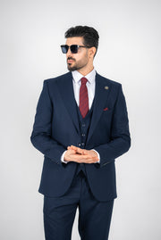 Costum Barbatesc, 3 piese, Sacou si Vesta si Pantalon, Material Texturat, Nasturi din Plastic, Bleomaren PG0081