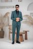Costum Barbatesc, 3 piese, Sacou si Vesta si Pantalon, Material Texturat, Nasturi din Plastic, Menta PG0084