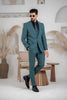Costum Barbatesc, 3 piese, Sacou si Vesta si Pantalon, Material Texturat, Nasturi din Plastic, Menta PG0084