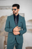 Costum Barbatesc, 3 piese, Sacou si Vesta si Pantalon, Material Texturat, Nasturi din Plastic, Menta PG0084