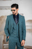 Costum Barbatesc, 3 piese, Sacou si Vesta si Pantalon, Material Texturat, Nasturi din Plastic, Menta PG0084