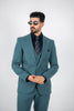 Costum Barbatesc, 3 piese, Sacou si Vesta si Pantalon, Material Texturat, Nasturi din Plastic, Menta PG0084