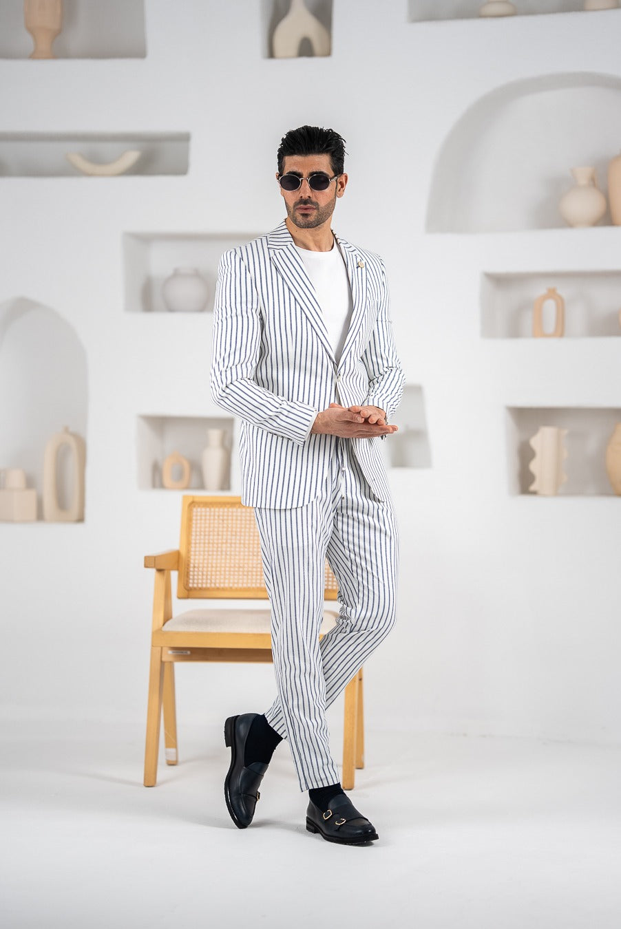 Costum barbatesc de vara, 2 piese sacou si pantalon , nuanta bluemarin, PG0096
