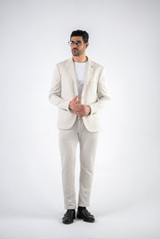 Costum barbatesc de vara, 2 piese sacou si pantalon , nuanta crem, PG100