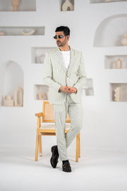 Costum barbatesc de vara, 2 piese sacou si pantalon , nuanta verde olive, PG0101