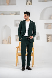Costum barbatesc de vara, 2 piese sacou si pantalon , nuanta verde inchis, PG0106