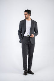 Costum barbatesc de vara, 2 piese sacou si pantalon , nuanta gri inchis, PG0108