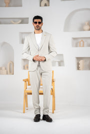 Costum barbatesc de vara, 2 piese sacou si pantalon , nuanta gri perlat, PG0109