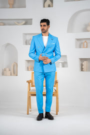 Costum barbatesc de vara, 2 piese sacou si pantalon , nuanta albastru sky, PG0111