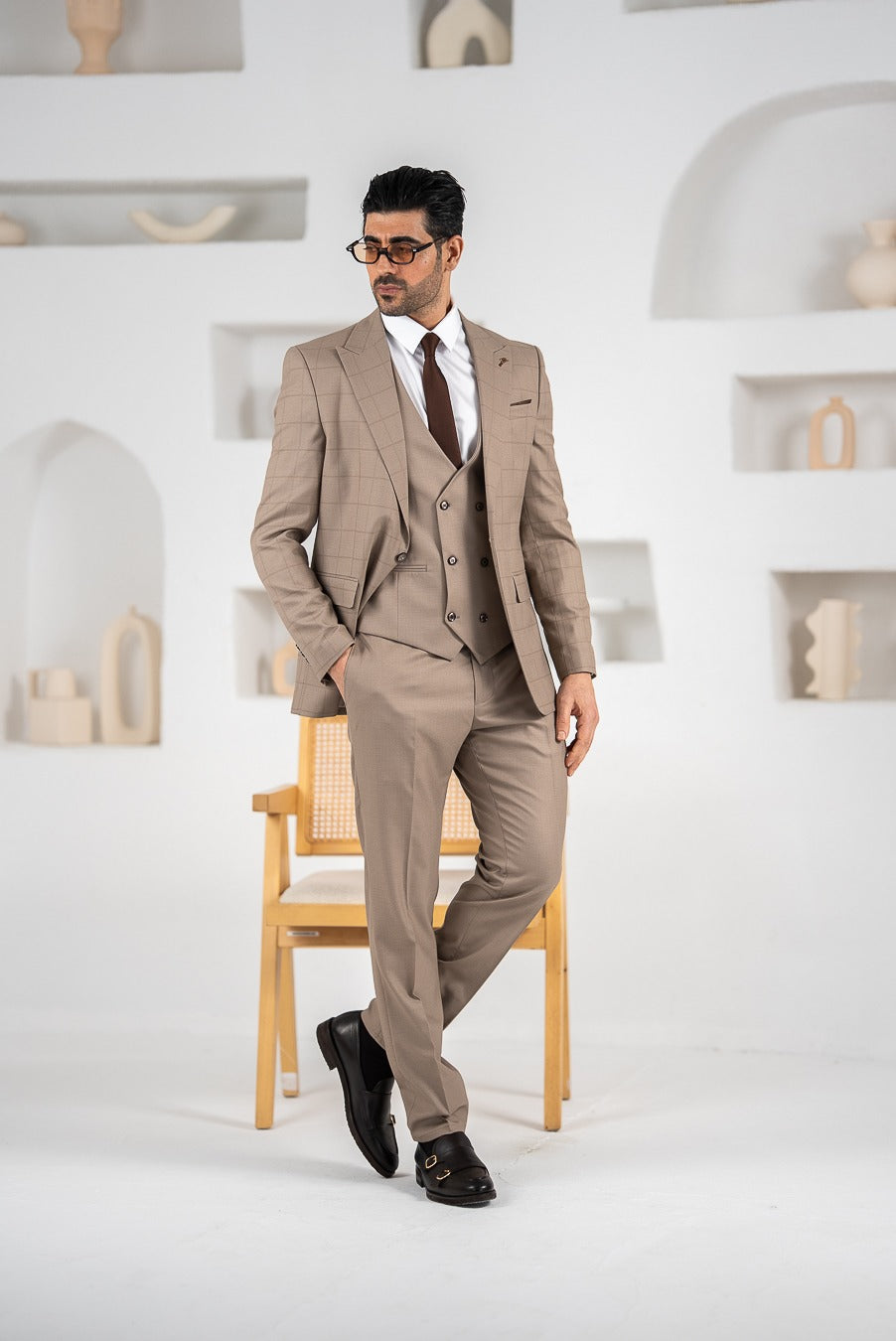 Costum Barbatesc, 3 piese, Sacou si Vesta si Pantalon, nuanta grej, PG0114