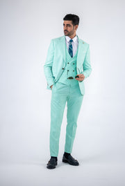 Costum Barbatesc, 3 piese, Sacou si Vesta si Pantalon, nuanta mint green, PG0117