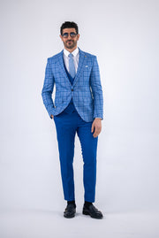 Costum Barbatesc, 3 piese, Sacou si Vesta si Pantalon,nuanta albastru-regal,PG0119