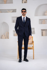 Costum Barbatesc, 3 piese, Sacou, Vesta si Pantalon,material fin,nuanta bleumarin inchis,PG0141
