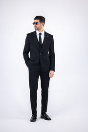 Costum Barbatesc, 3 piese, Sacou si Vesta si Pantalon,culoarea negru intens,marimi mariPG0150