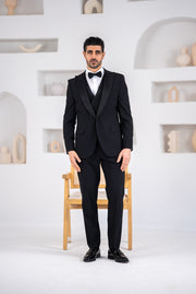 Costum elegant de ceromonie, 4 piese, sacou,vesta,papion si pantalon,detalii cu pietre,PG0159