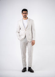 Costum barbatesc de vara, 2 piese, pantalon si sacou, culoarea alb ivory,PG0167
