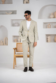Costum barbatesc de vara, 2 piese, pantalon si sacou, culoarea verde salvie, PG0175