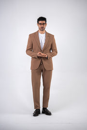 Costum barbatesc de vara, 2 piese, pantalon si sacou, culoarea maro-scortisoara,PG0178
