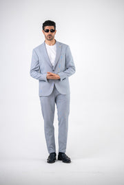Costum barbatesc de vara, 2 piese, pantalon si sacou, culoarea albastru sky,PG0182