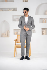 Costum barbatesc de vara, 2 piese, pantalon si sacou, culoarea gri mediu,PG0187