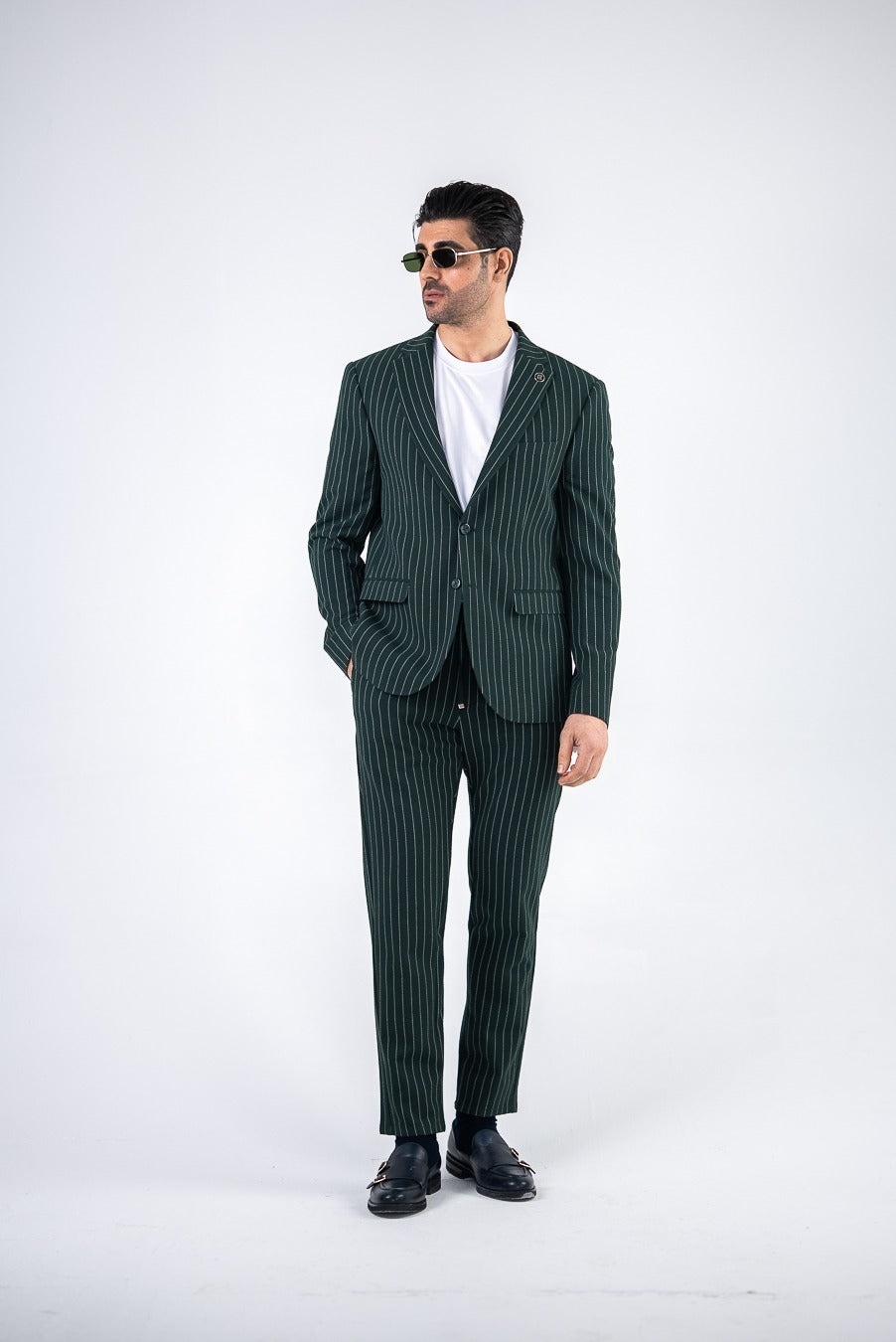 Costum barbatesc de vara, 2 piese, pantalon si sacou, culoarea verde smarald, PG0188