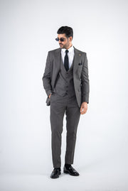 Costum Barbatesc, 3 piese, Sacou si Vesta si Pantalon,culoarea gri inchis, PG0192